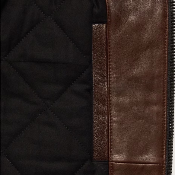 NWT Banana Republic Moto Espresso LEATHER BIKER JACKET - Picture 6 of 9